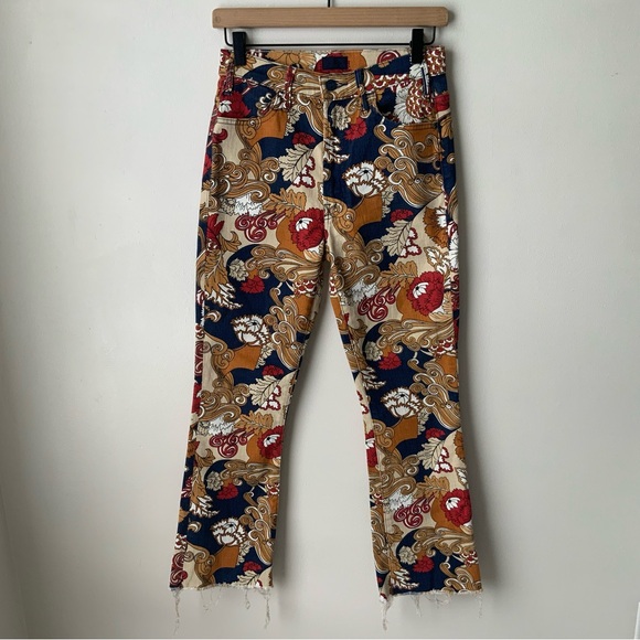 MOTHER Jeans The Hustler Ankle Fray Flowers in Her Hair Multicolor Size 27 - Picture 4 of 16